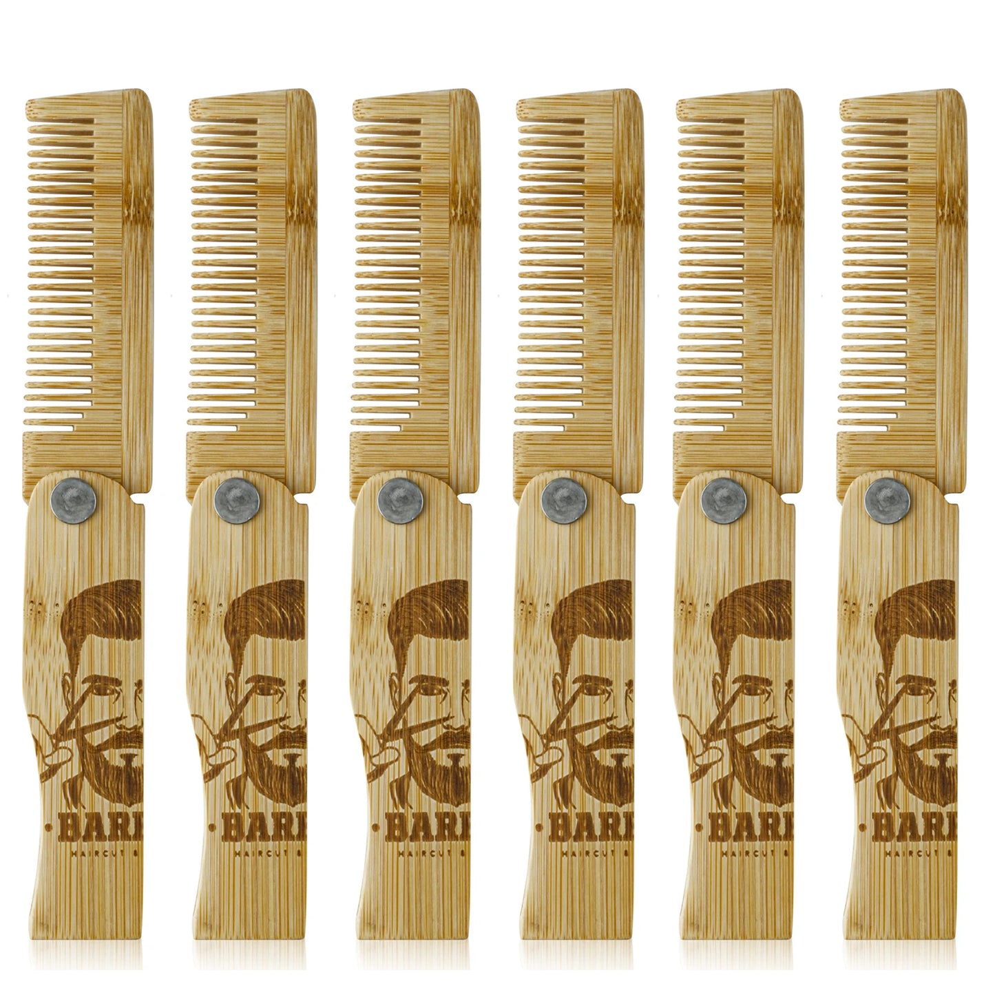 1/2/6Pcs Men's Portable Folding Pocket Combs Set Bamboo Beard Comb Anti-Static Hair Styling Fine Tooth Combs