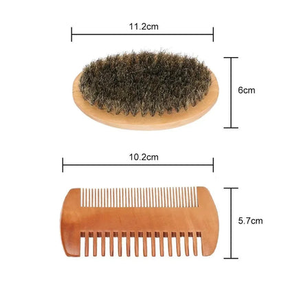 Men's Shaving Brush Set Boar Bristle Portable Barber Natural Beard Brush Comb  for Facial Cleaning Styling Tool