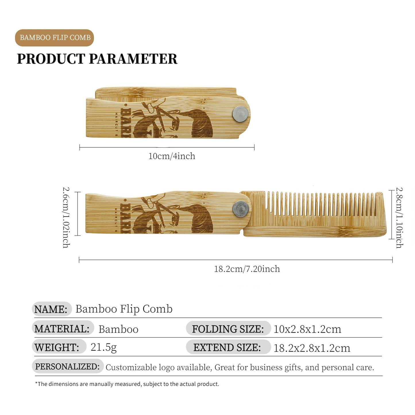 1/2/6Pcs Men's Portable Folding Pocket Combs Set Bamboo Beard Comb Anti-Static Hair Styling Fine Tooth Combs