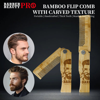1/2/6Pcs Men's Portable Folding Pocket Combs Set Bamboo Beard Comb Anti-Static Hair Styling Fine Tooth Combs
