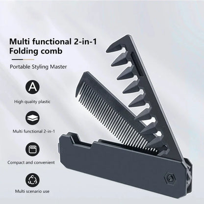 Multifuncional Pocket Folding Combs Plastic Wide Tooth Oil Head Comb Beard Combing Barber Hair Clipper Comb Salon Styling Tools
