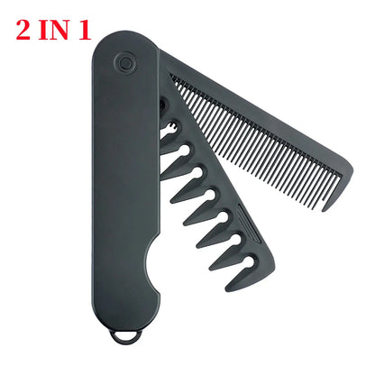 Multifuncional Portable Folding Pocket Combs Wide Tooth Oil Head Comb Beard Combing Barber Hair Clipper Comb Hair Styling Tools