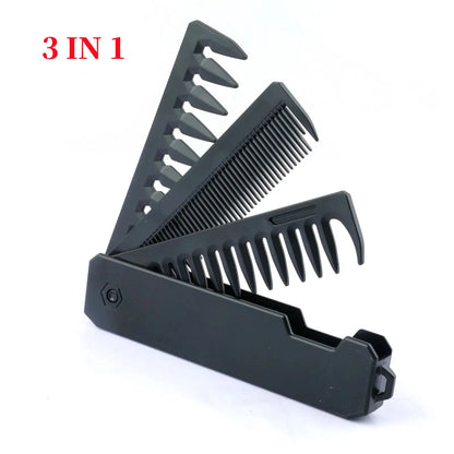 Multifuncional Portable Folding Pocket Combs Wide Tooth Oil Head Comb Beard Combing Barber Hair Clipper Comb Hair Styling Tools