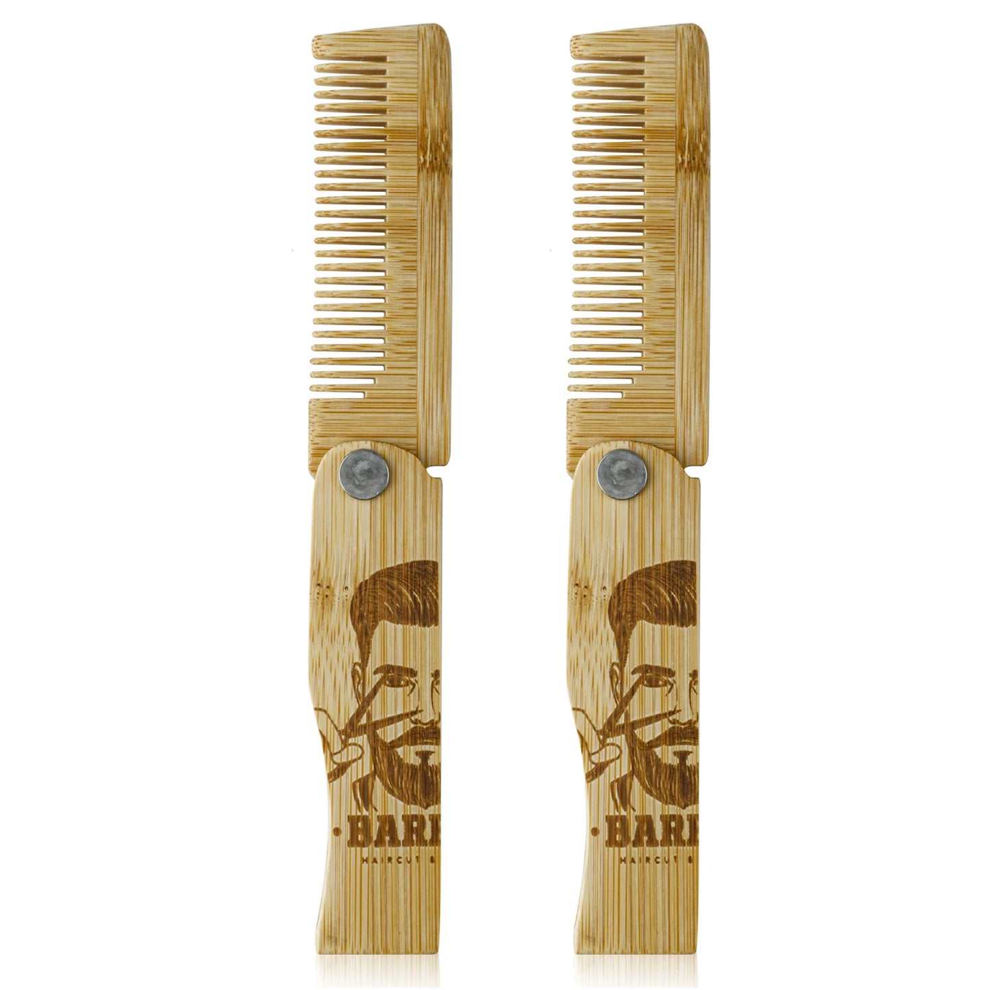 1/2/6Pcs Men's Portable Folding Pocket Combs Set Bamboo Beard Comb Anti-Static Hair Styling Fine Tooth Combs