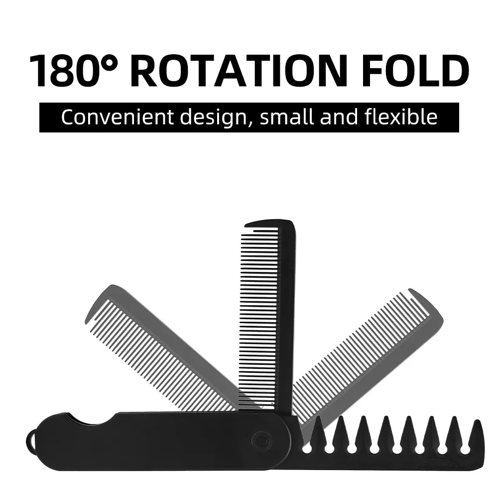 Multifuncional Portable Folding Pocket Combs Wide Tooth Oil Head Comb Beard Combing Barber Hair Clipper Comb Hair Styling Tools