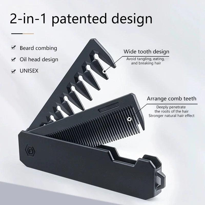 Multifuncional Pocket Folding Combs Plastic Wide Tooth Oil Head Comb Beard Combing Barber Hair Clipper Comb Salon Styling Tools
