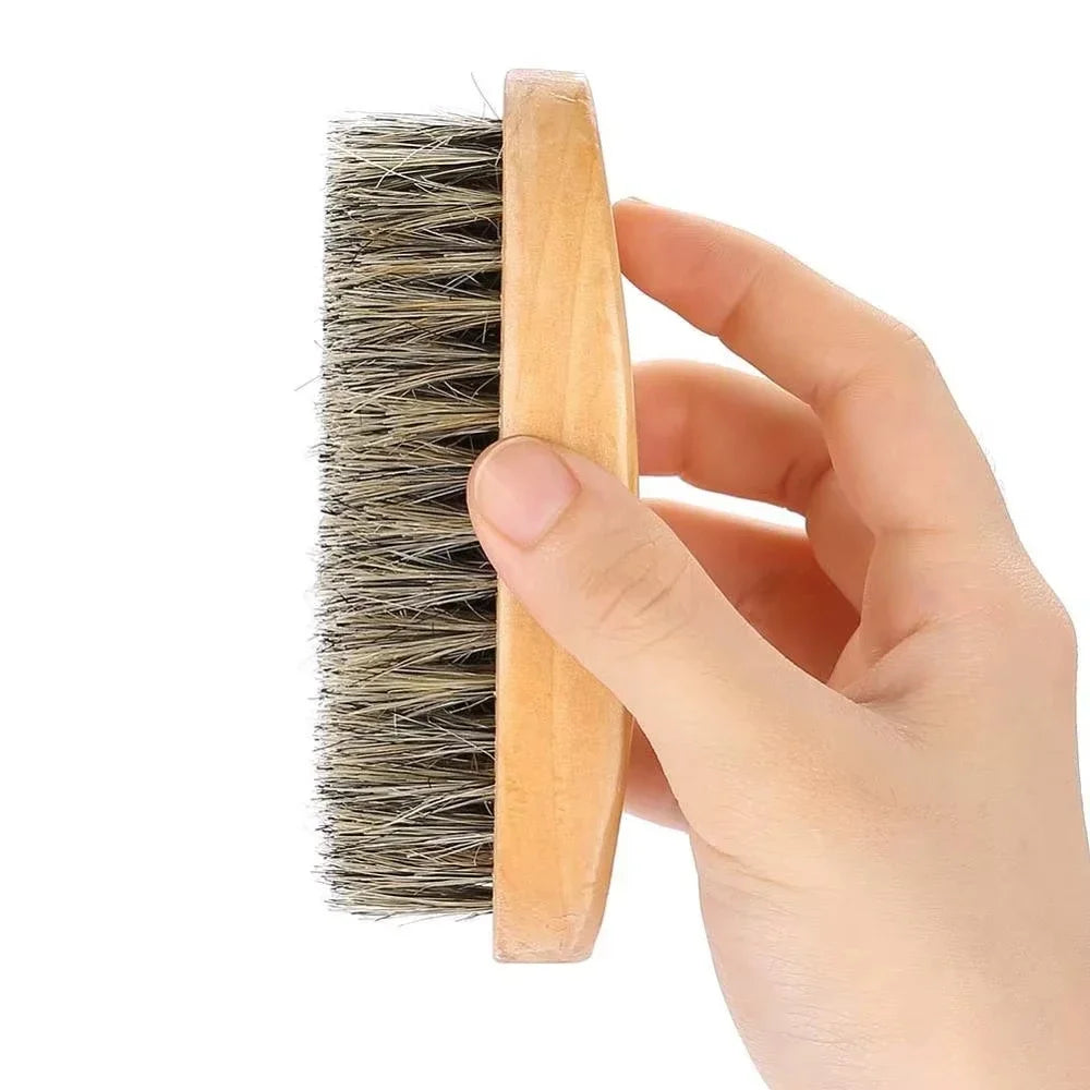 Men's Shaving Brush Set Boar Bristle Portable Barber Natural Beard Brush Comb  for Facial Cleaning Styling Tool